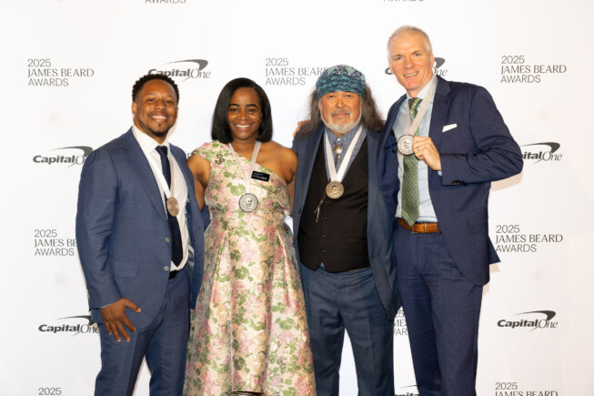 Seanicaa Edwards Herron receives Inaugural 2025 James Beard Impact Award for her advocacy and work of Freedmen Heirs Foundation to support prominence, profitability, and sustainability of Black farmers across the country. The honorees of the 2025 James Beard Impact Awards presented by Capital One are Anthony Edwards Jr; Seanicaa Edwards Herron; Dune Lankard; Brandon Edwin Chrostowski; and Angie Craig (not pictured).
